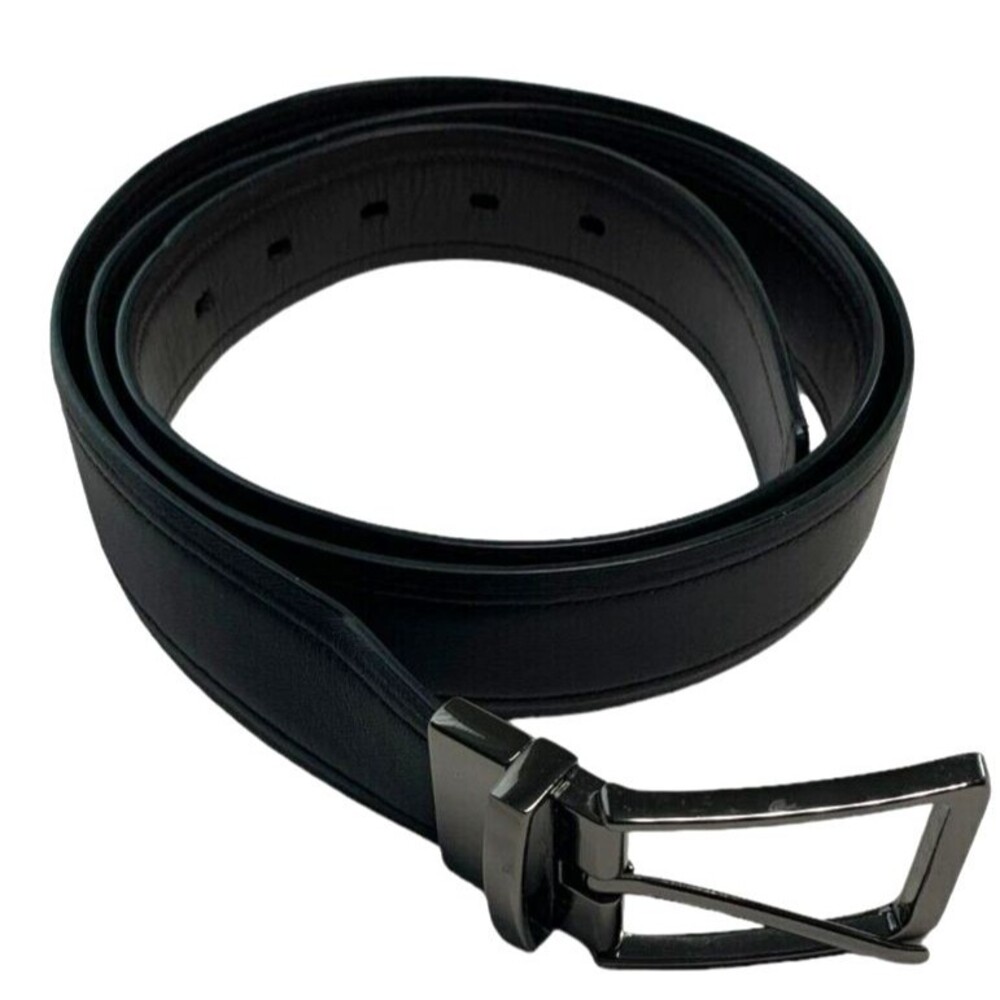 Full Grain Cowhide Leather Belt Mens Reversible Buckle Black/Brown 49 Inches